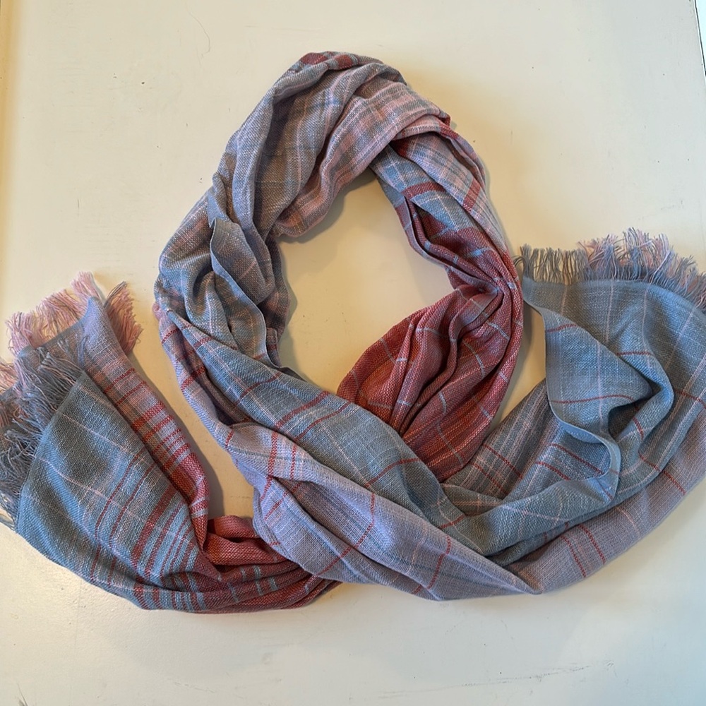 J.Jill Cotton Scarf Wrap Stripes India Pink Blue Coral